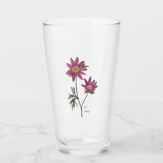 Dill Daisy Glass Tumbler (Front)