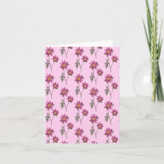 Dill Daisy Greetings Card Pink Pattern (Front)