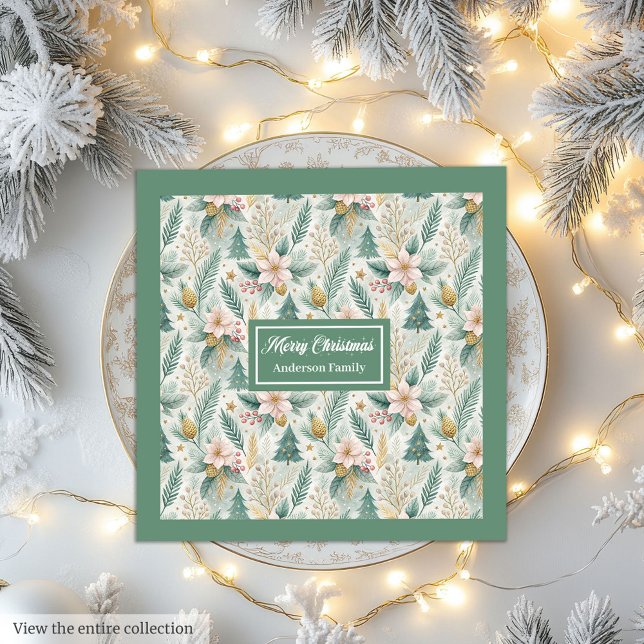 Dill Green and Gold Lux Napkins Monogram Holiday (Dill Green and Gold Lux Napkins Monogram Holiday)