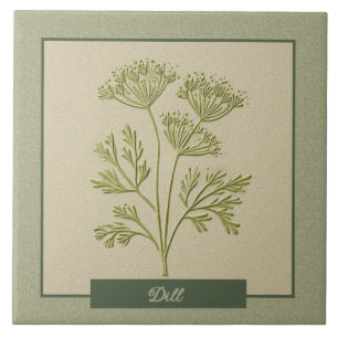 Dill Herb Kitchen Garden Faux Relief Ceramic Tile