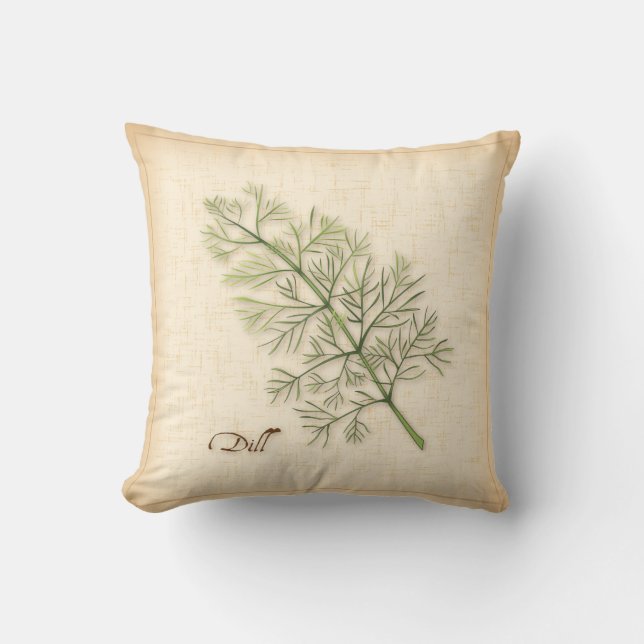 Dill Herb Throw Pillow (Front)