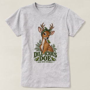 Dill-icious Doe Funny Deer , Pickle Humour Adult F T-Shirt