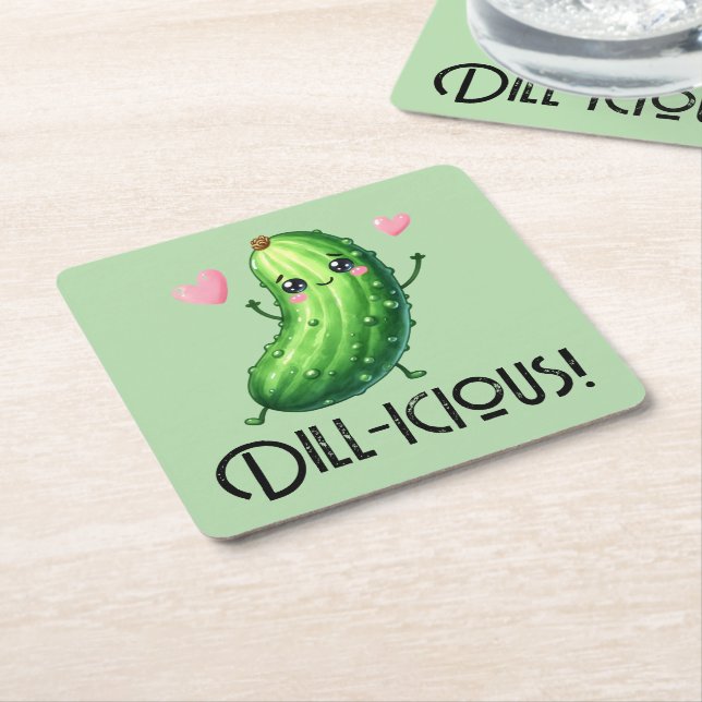 Dill-icous Square Paper Coaster (Angled)