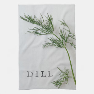 Dill leaves with word tea towel