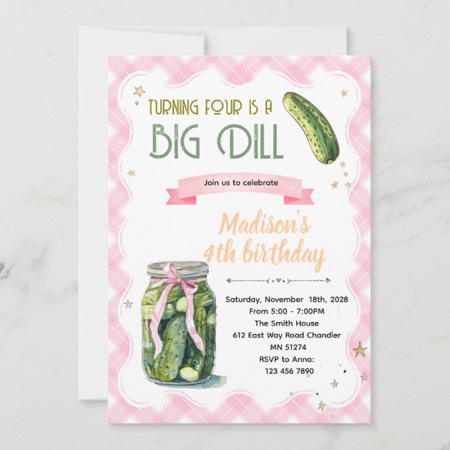 Dill Pickle Birthday girl Invitation (Front)