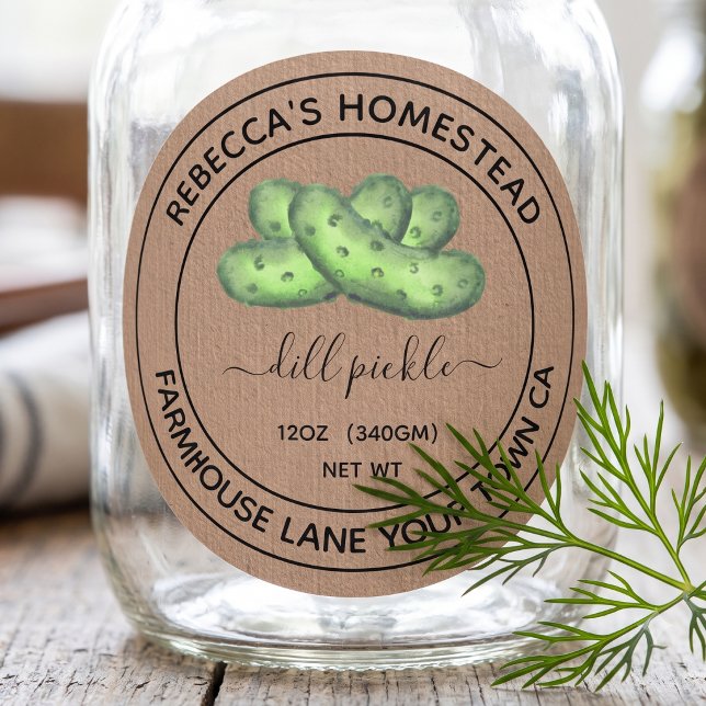 Dill Pickle Kraft Paper Canning Jar Labels  (Creator Uploaded)