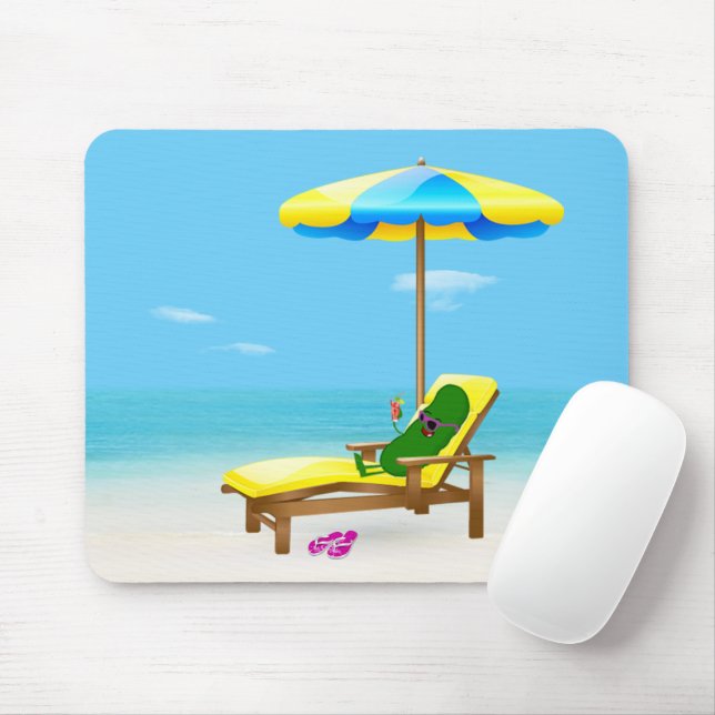 Dill Pickle On Beach Chair Mouse Pad (With Mouse)