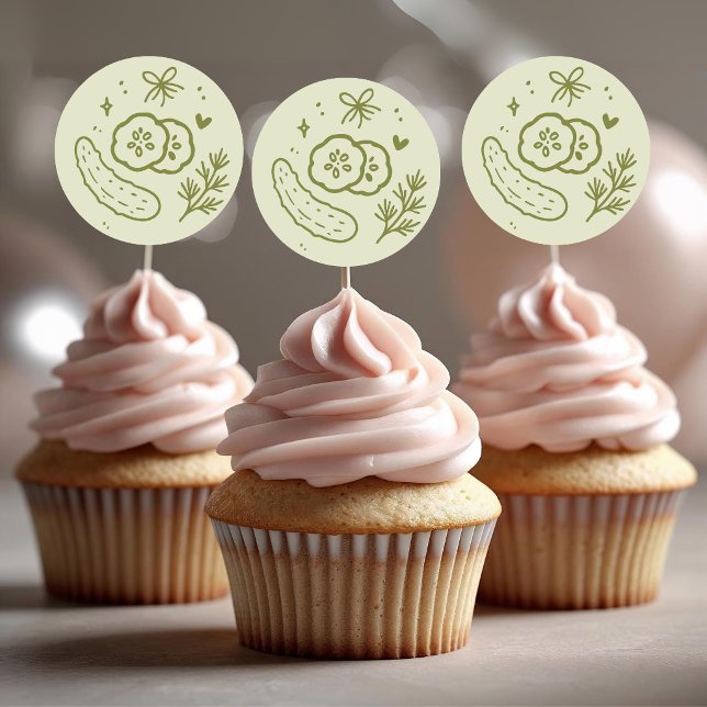 Dill Pickle Stickers Cupcake Toppers (Creator Uploaded)