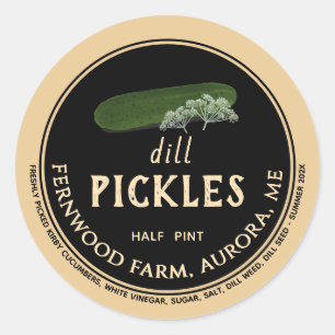 Dill Pickles Canning Jar Preserves Classic Round Sticker