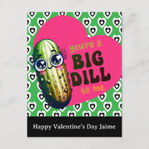 Dill Pickles Hearts Valentines Day Postcard