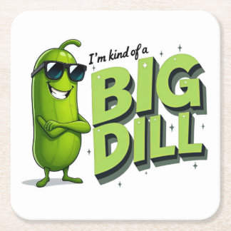 Dill Pickles Lovers Gift - Funny Cartoon Designs Square Paper Coaster