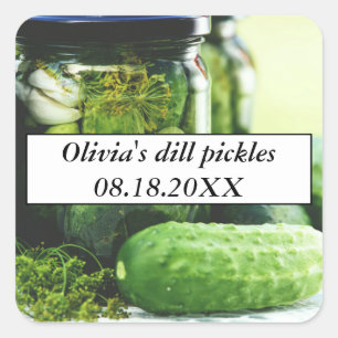 Dill Pickles Mason Jars Cucumbers Homemade Food Square Sticker