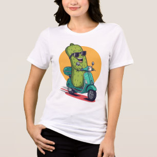 Dill with It Pickle Riding Scooter Funny Tri-Blend Shirt