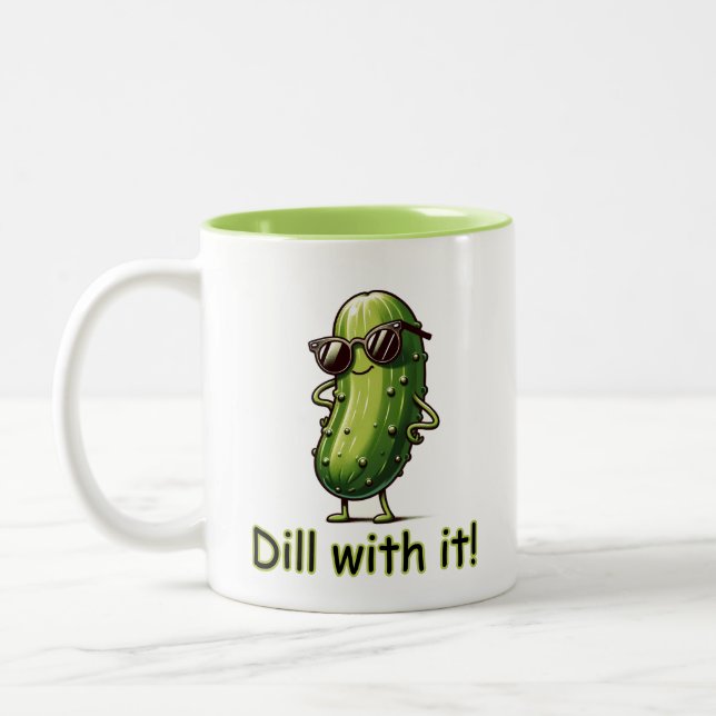 Dill With It! Pickle  Two-Tone Coffee Mug (Left)