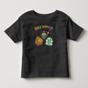 “Dill With It” Pumpkin Pun Funny Spooky Cartoon Toddler T-Shirt