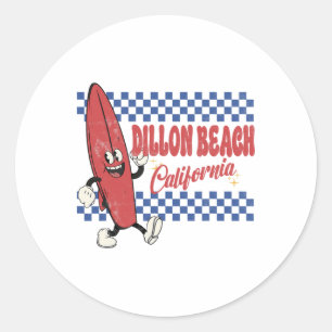 Dillon Beach California Retro Surfer Vintage Beach Classic Round Sticker