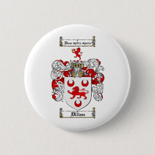 DILLON FAMILY CREST -  DILLON COAT OF ARMS 6 CM ROUND BADGE