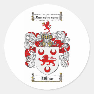 DILLON FAMILY CREST -  DILLON COAT OF ARMS CLASSIC ROUND STICKER