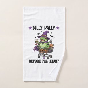 Dilly Dally Before Haunt Frog Halloween Shopping C Hand Towel
