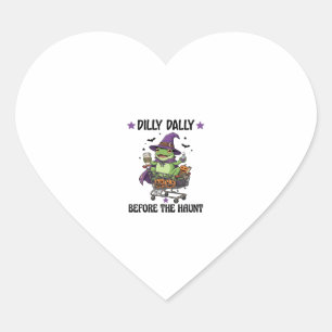 Dilly Dally Before Haunt Frog Halloween Shopping C Heart Sticker