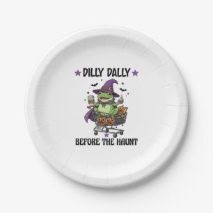 Dilly Dally Before Haunt Frog Halloween Shopping C Paper Plate