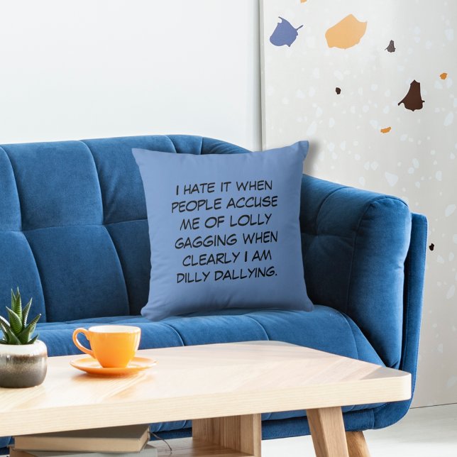 Dilly Dally Cornflower Blue Throw Pillow (Creator Uploaded)
