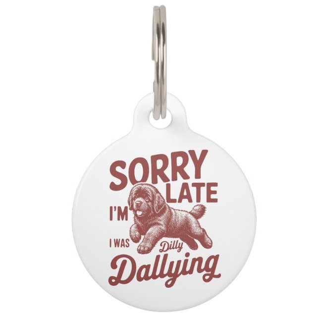 Dilly Dally Newfoundland Puppy Pet Tag (Front)