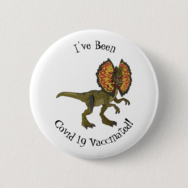 Dilophosaurus cartoon illustration 6 cm round badge (Front)