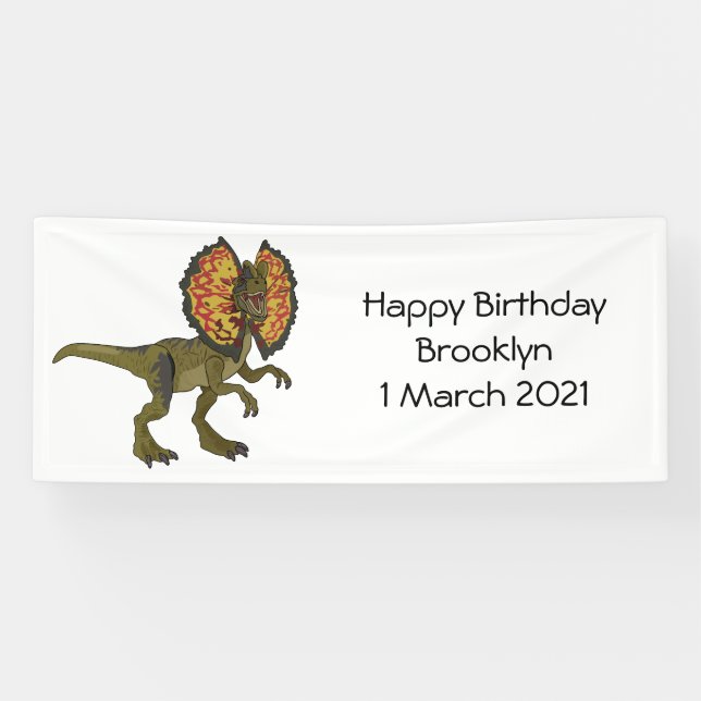 Dilophosaurus cartoon illustration banner (Horizontal)