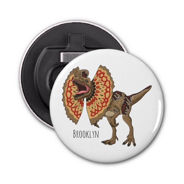 Dilophosaurus cartoon illustration  bottle opener (Front)