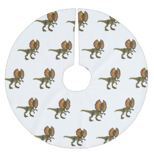 Dilophosaurus cartoon illustration brushed polyester tree skirt