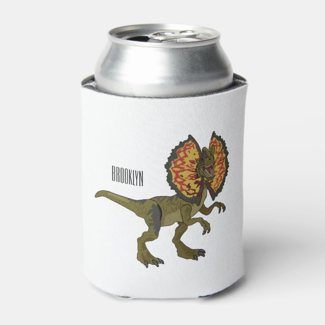 Dilophosaurus cartoon illustration can cooler (Can Front)