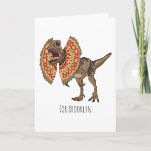 Dilophosaurus cartoon illustration card