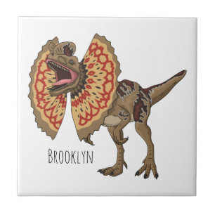 Dilophosaurus cartoon illustration ceramic tile
