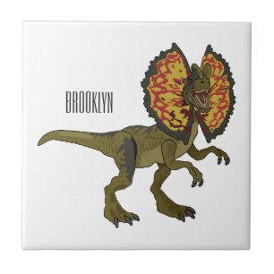 Dilophosaurus cartoon illustration ceramic tile