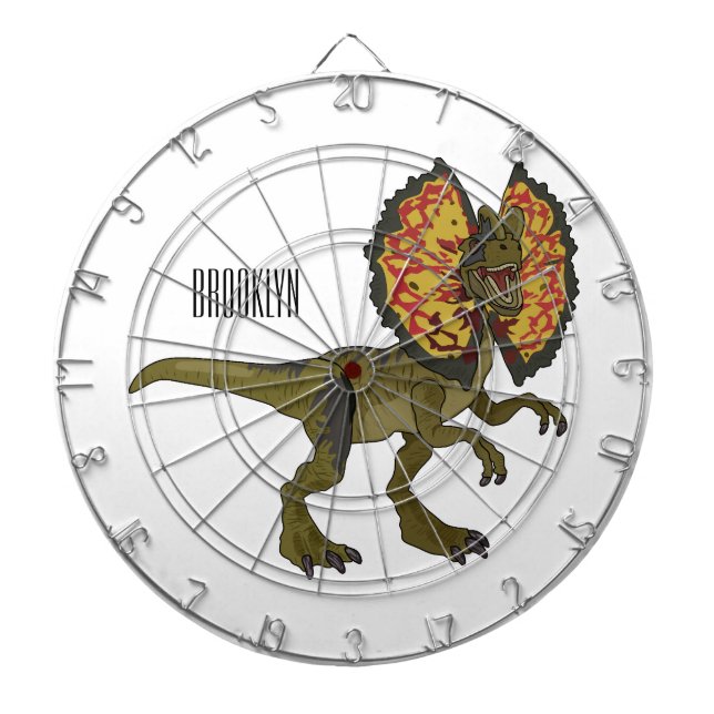 Dilophosaurus cartoon illustration dartboard (Front)