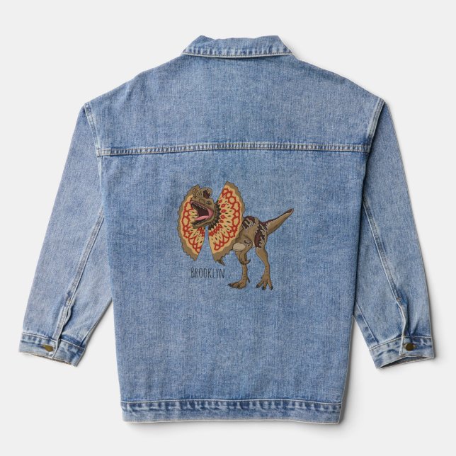 Dilophosaurus cartoon illustration  denim jacket (Back)