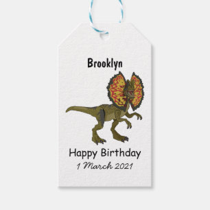 Dilophosaurus cartoon illustration gift tags