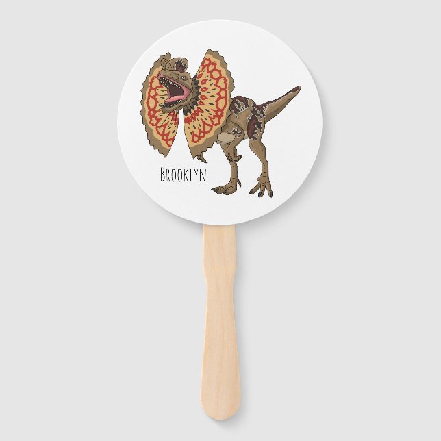 Dilophosaurus cartoon illustration  hand fan (Front)