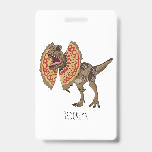 Dilophosaurus cartoon illustration ID badge