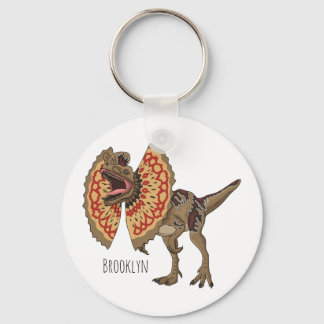 Dilophosaurus cartoon illustration key ring