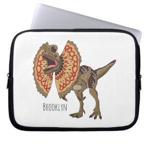 Dilophosaurus cartoon illustration laptop sleeve
