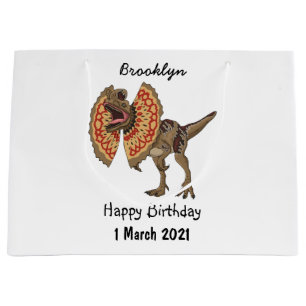 Dilophosaurus cartoon illustration large gift bag