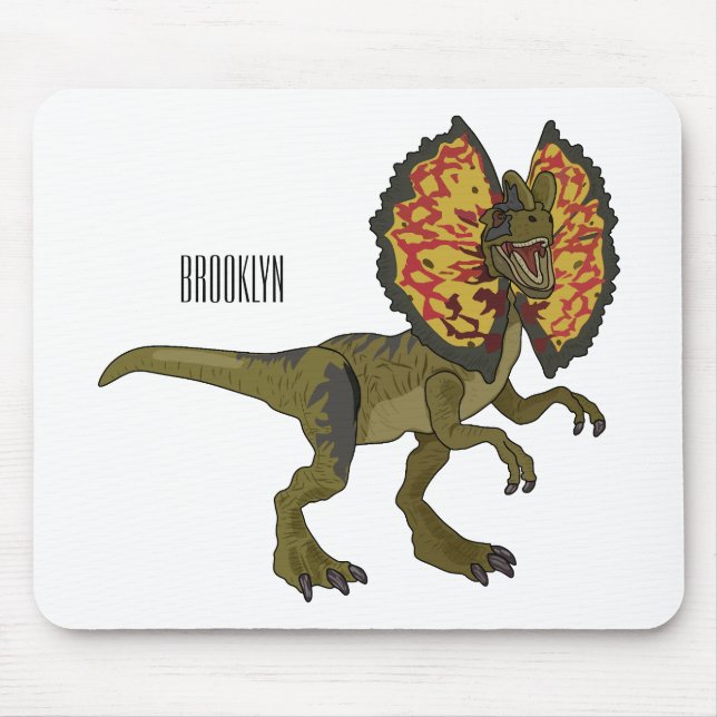 Dilophosaurus cartoon illustration mouse pad (Front)