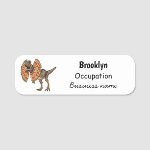 Dilophosaurus cartoon illustration name tag