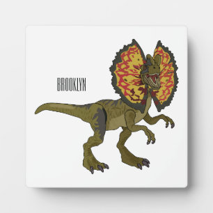 Dilophosaurus cartoon illustration plaque