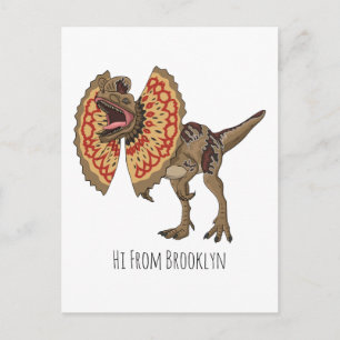 Dilophosaurus cartoon illustration  postcard