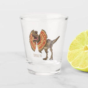 Dilophosaurus cartoon illustration shot glass