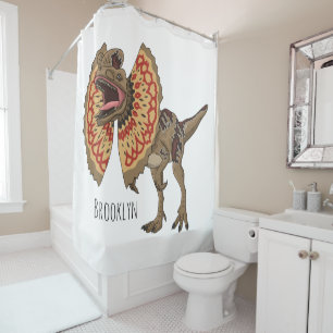 Dilophosaurus cartoon illustration  shower curtain