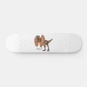 Dilophosaurus cartoon illustration  skateboard